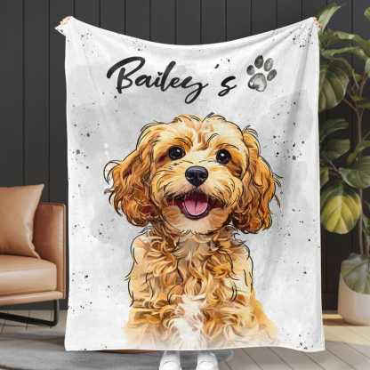 Personalized Pet Photo Portrait Blanket, Dog Portrait Christmas Blanket