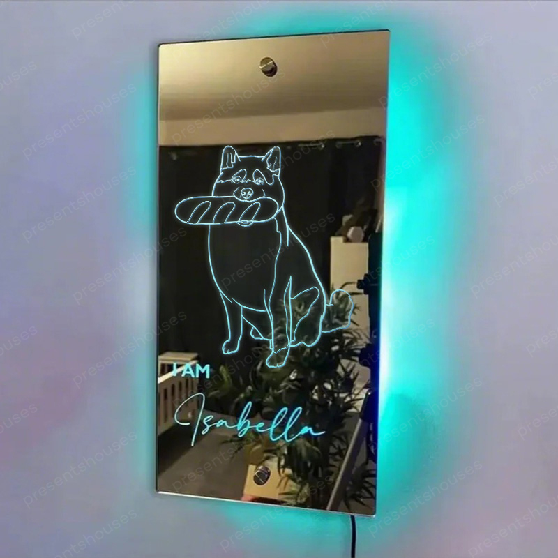 Customized Pet  Photo Mirror Light - Surprise Christmas Gift For Family and Pet Lovers
