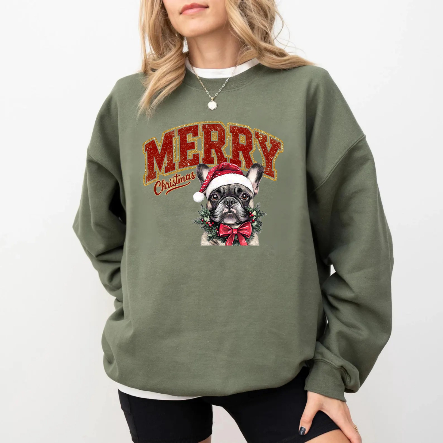 PetFiestas® Custom Glitter Merry Christmas Dog Sweatshirt Hoodie T-shirt
