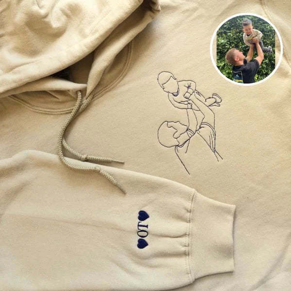 Pamaviva Custom Dad Portrait Outline Embroidered Sweatshirt Personalized Papà Papá Pai Gift