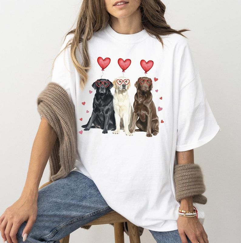 Personalized Dog Valentine Tee & Hoodie with Heart Balloon Print
