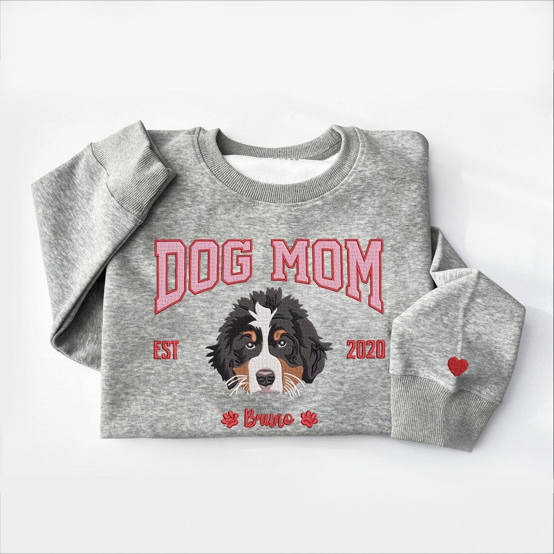 Custom Pet Embroidered Sweatshirt For Dog Mom, XMAS Gift For Pet Owners