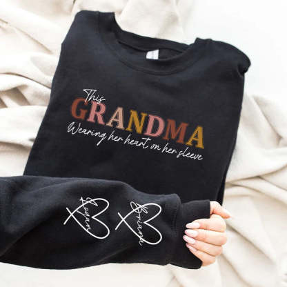 Wear Your Heart on Your Sleeve – Personalized Mama Sweatshirt with Kids’ Names | for Mom and Grandma Gift