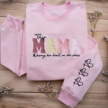 Custom Heart On Sleeve Embroidered Sweatshirt | A Thoughtful Gift For Mum & Grandma