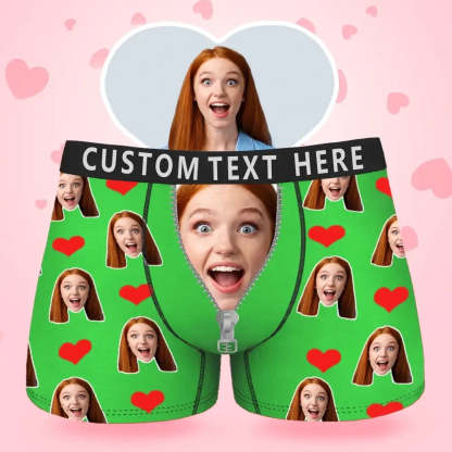 Custom Face Men's Boxer Boxer Briefs I Love You Style Underwear, Birthday Gifts for Husband, Waistband Text Boxer Gift-ilovevango