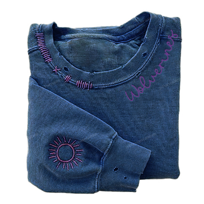 VINTAGE CUSTOM CREW-Custom Embroidered Hand Distressed Crew Neck Sweatshirt