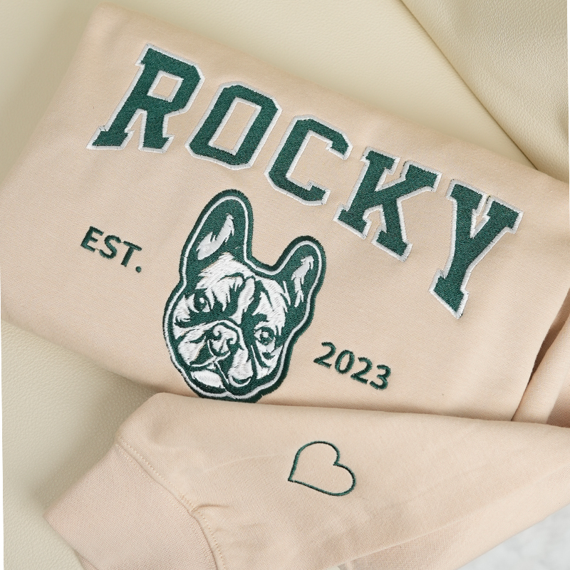 PetFiestas® Custom Pet Varsity Style Embroidered Sweatshirt Hoodie T-shirt