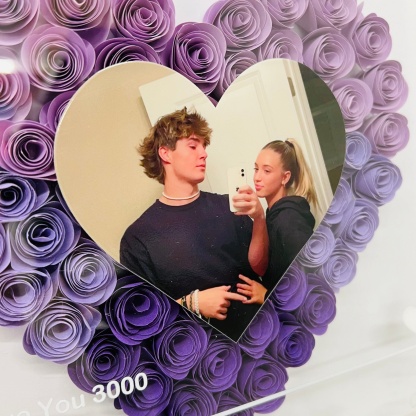 Custom Heart Flower Shadow Box with Photo