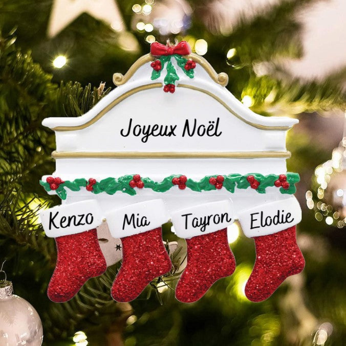 Personalized Christmas Stocking Ornaments 2-8 Names and Editable Text