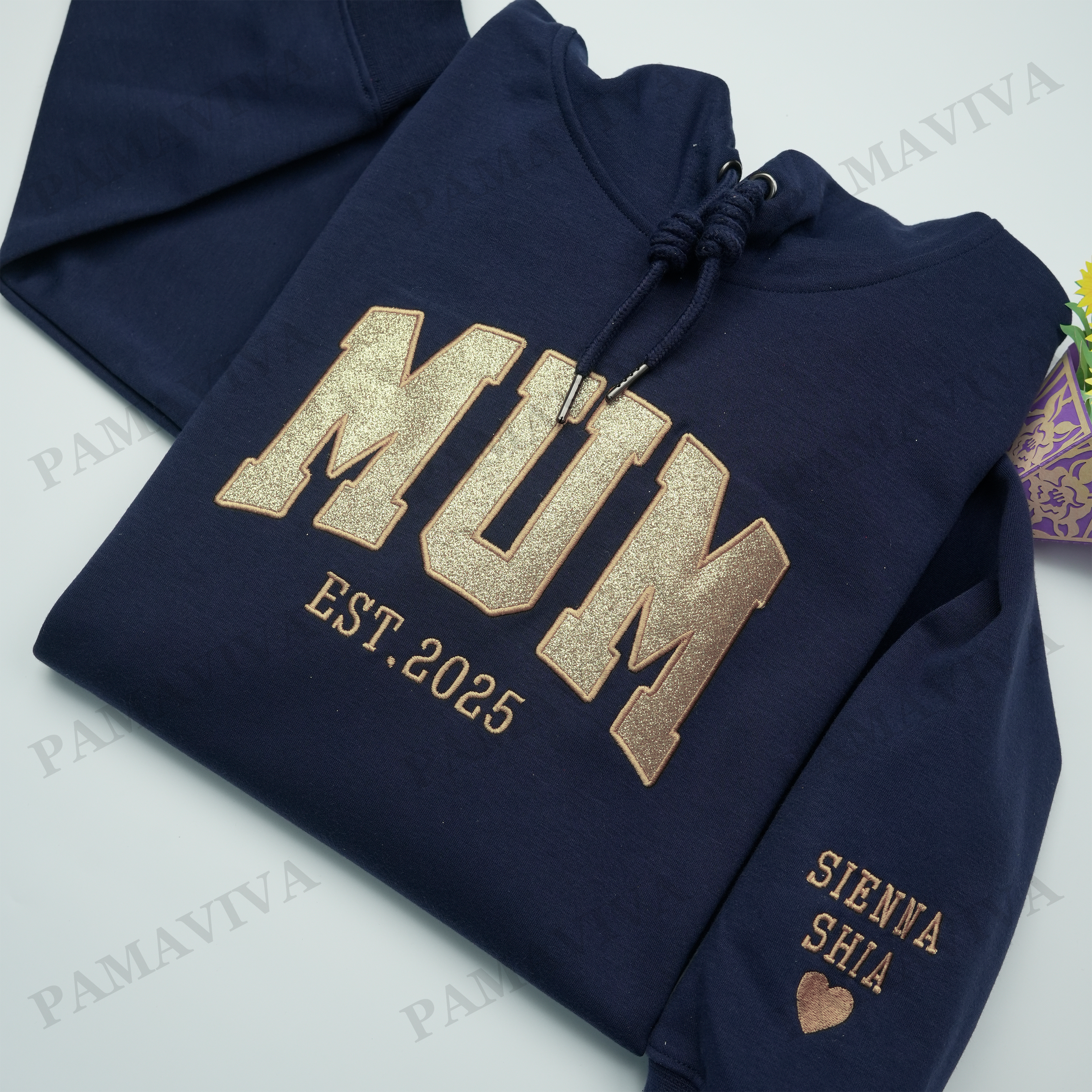 Custom Applique Glitter Mom T-shirt&Sweatshirt