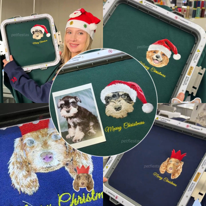 Custom Pet Portrait Christmas Sweatshirt, Personalized Dog Face Holiday Gift for Pet Lovers