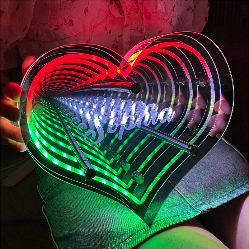 🔥Hot Sale🔥Personalized infinite heart-shaped mirror name lamp