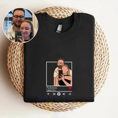 ❤️‍🔥Custom Full Color Embroidered Sweatshirt Portrait Couple/Dad/Mom - Family Gift