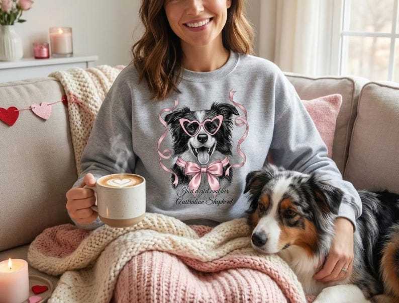 Custom Pet Portrait Coquette Dog Shirt with  Bow and Heart Glasses, Just a Girl and Her Dog Lover Gift