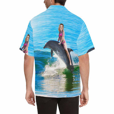 Customizable Hawaiian Shirts Create Your Own Hawaiian Shirt Sea Dolphin Photo Aloha Shirts Gift for Boyfriend or Husband-ilovevango