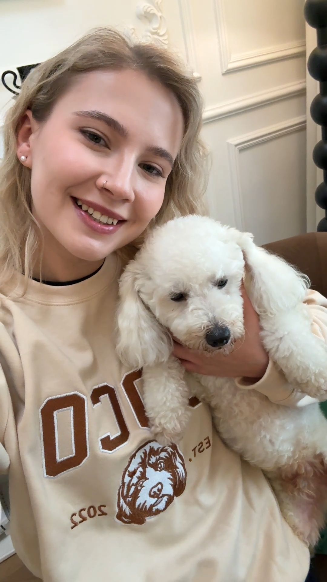 PetFiestas® Custom Pet Varsity Style Embroidered Sweatshirt Hoodie T-shirt