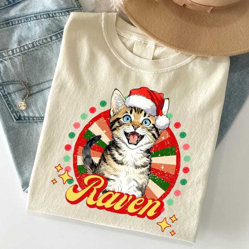 Custom Pet Christmas T-Shirt Sweatshirt Using Pet Photo + Name