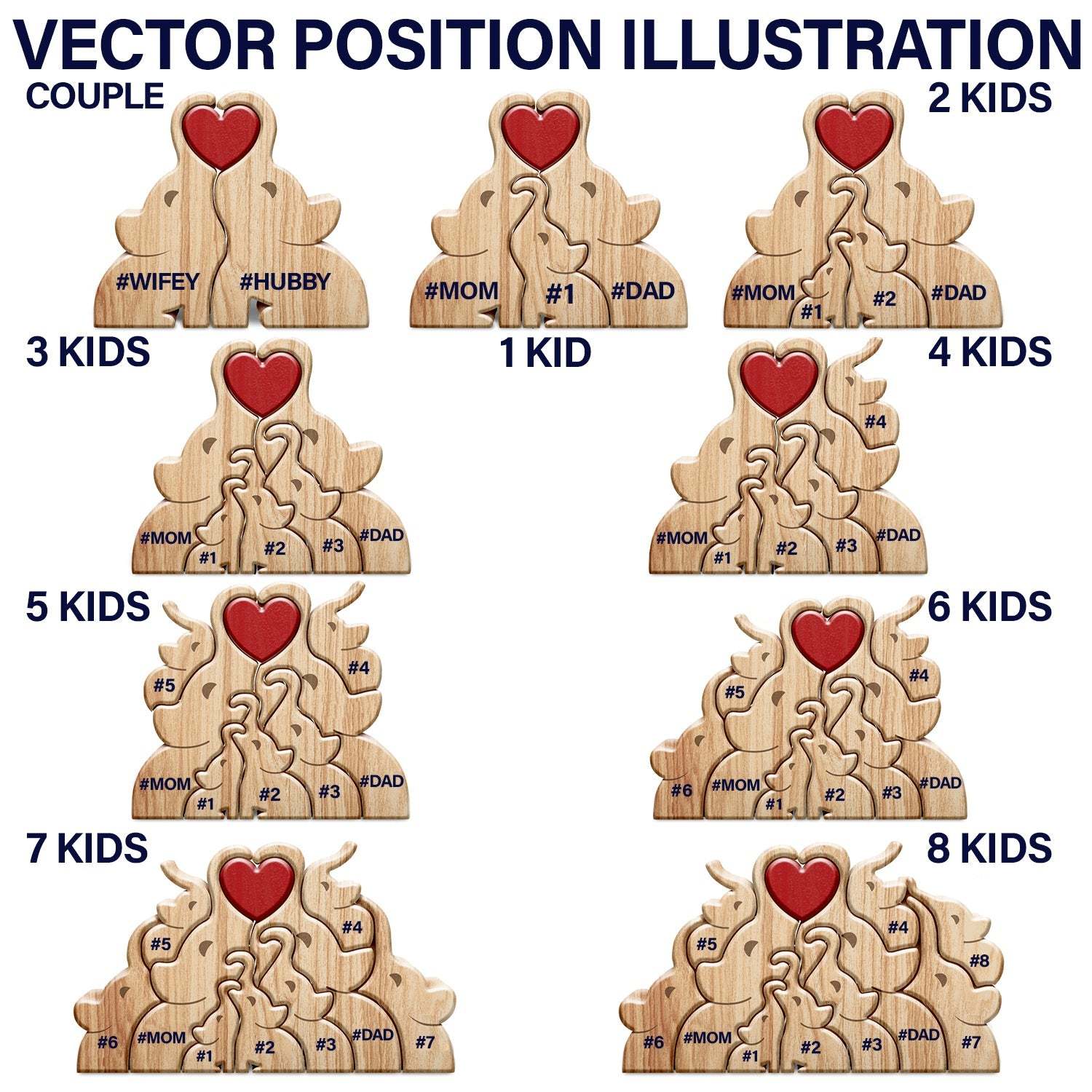 Love Elephant Family - Gift For Mother, Father, Family - Personalized Custom Shaped Wooden Puzzle