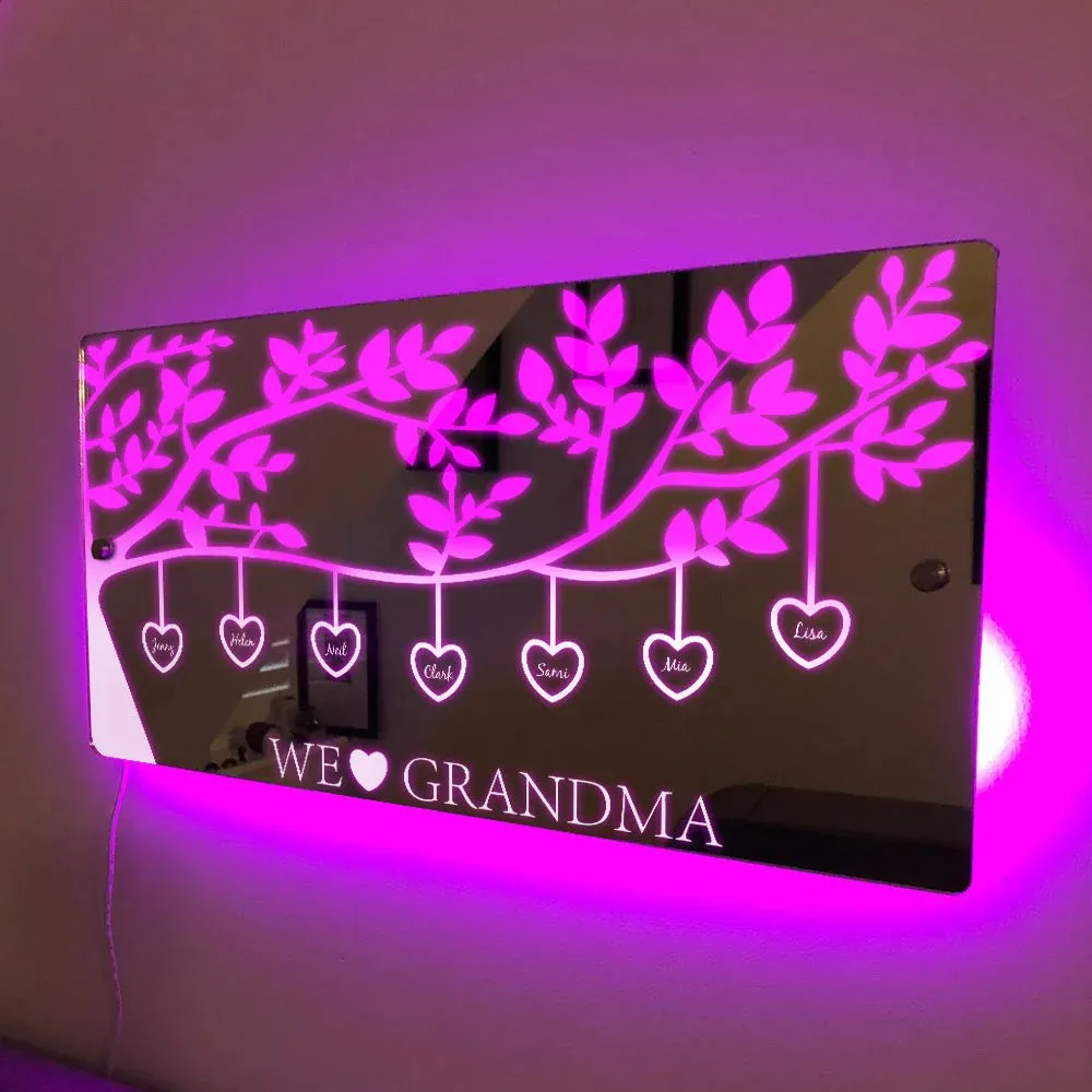 Personalized Name Custom Family Tree Led Mirror Light