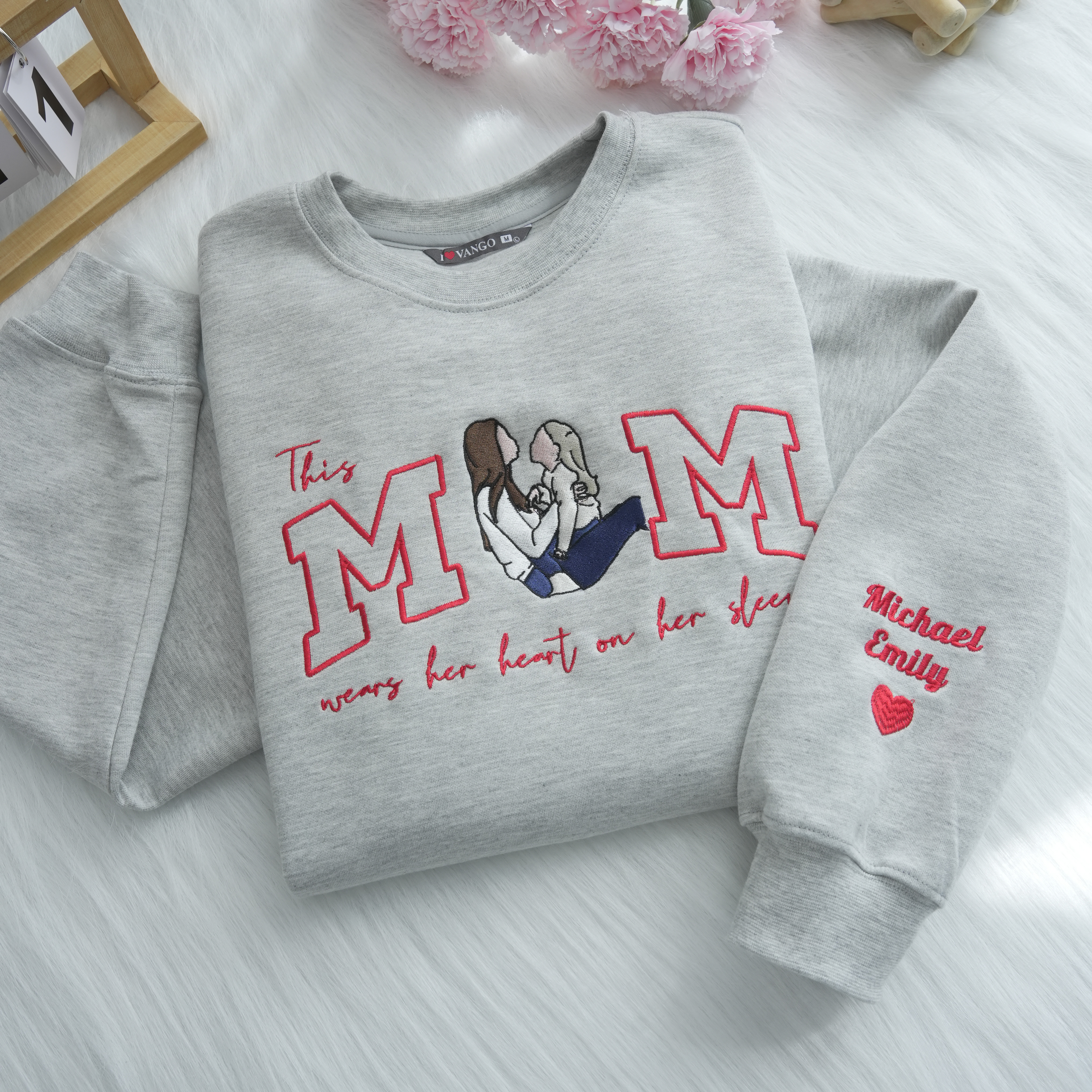 Mom Wears Her Heart on Her Sleeves: Custom Photo T-Shirt & Sweatshirt for Mama