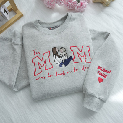 Mom Wears Her Heart on Her Sleeves: Custom Photo T-Shirt & Sweatshirt for Mama