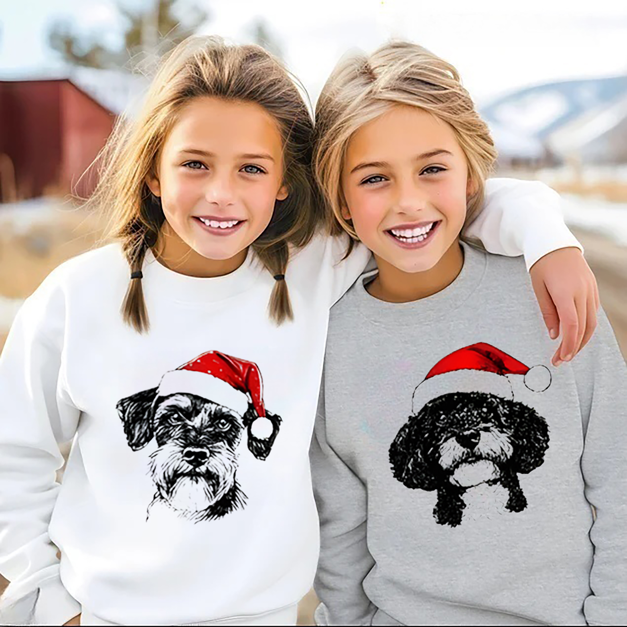 Custom Pet Christmas Sweatshirt - Personalized Dog/Cat Santa Hat Graphic Crewneck