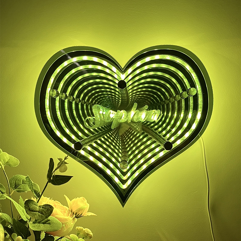 🔥Hot Sale🔥Personalized infinite heart-shaped mirror name lamp