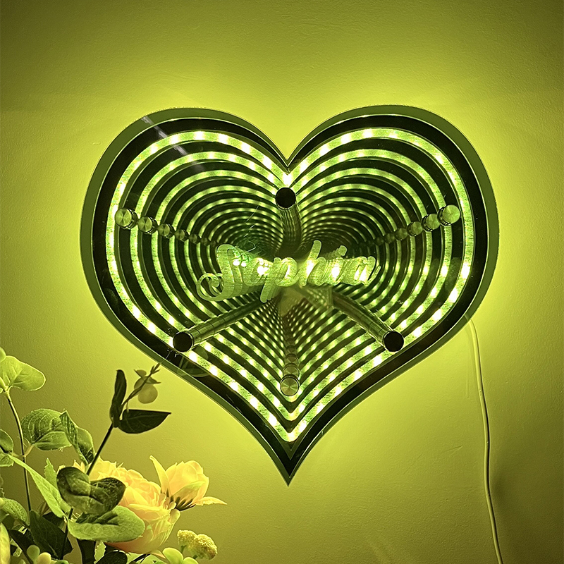 🔥Hot Sale🔥Personalized infinite heart-shaped mirror name lamp