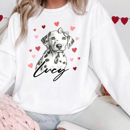 Custom Dog Heart Printed Shirt with Photo, Valentine Dog Sweatshirt Dog Mom Tee