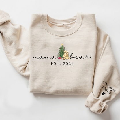 Mama Bear-Custom Mama Sweatshirt with Kids Names On Sleeve,Christmas Gift For Mom-ilovevango