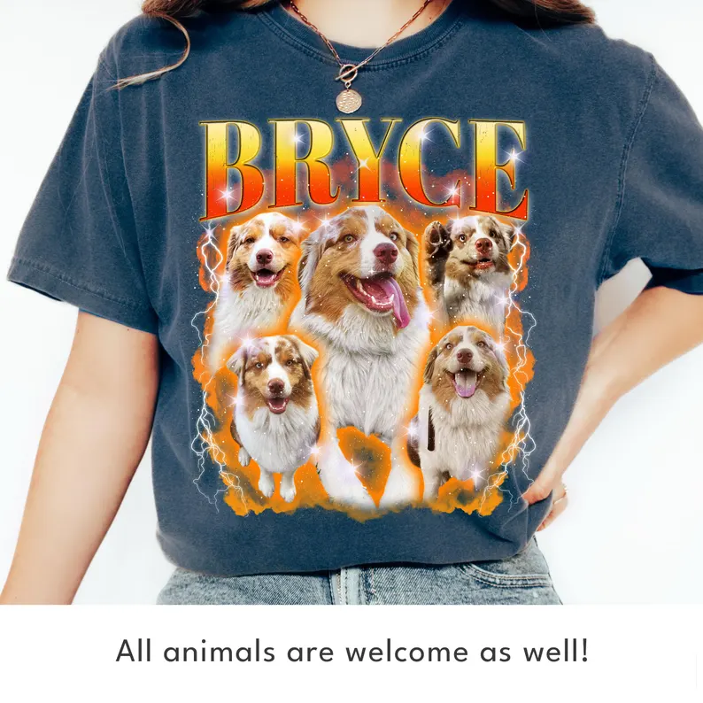 Custom Photo Vintage Graphic 90s T-shirt, Custom Bootleg Rap Tee