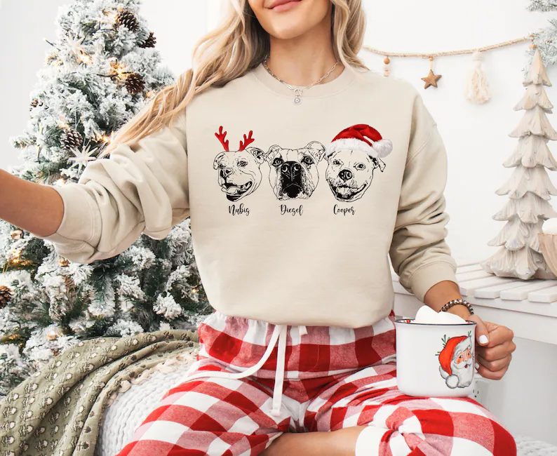 Custom Pet Photo + Name Printing T-shirt Custom Dog Cat Graphic Tee Sweatshirt Hoodie