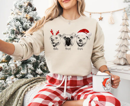 Custom Pet Photo + Name Printing T-shirt Custom Dog Cat Graphic Tee Sweatshirt Hoodie