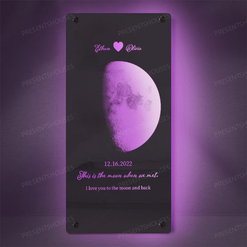 🌙For Lover🌙Custom Couple Anniversary Moon Phase Mirror Light - Romantic Valentine's Day Gift