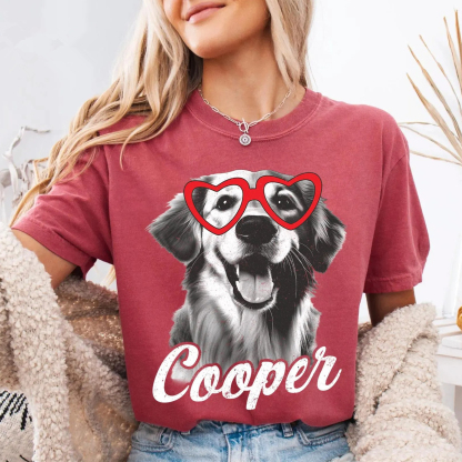 Custom Photo Dog Valentine Shirt, Dog Mom Dog Dad Tee, Valentine Sweatshirt