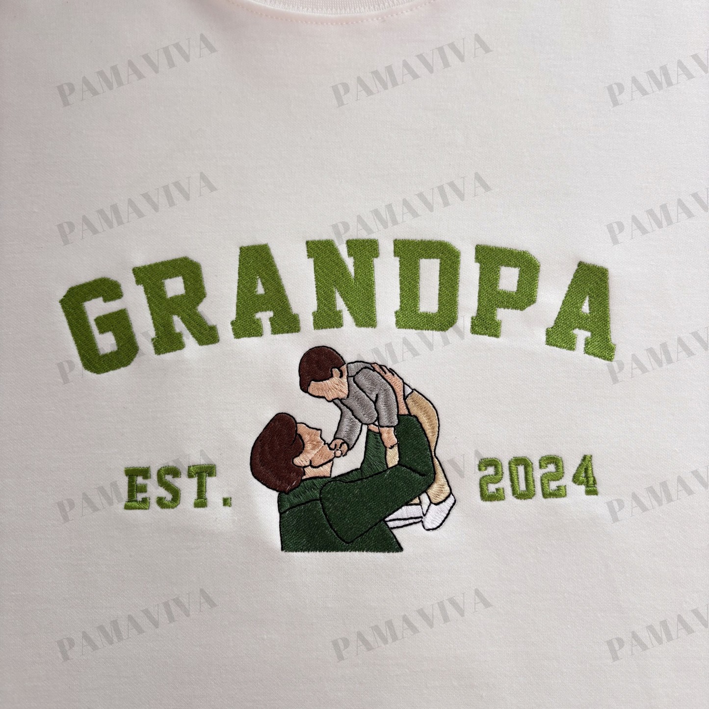 Custom Embroidered Sweatshirt with Photo – Personalized Dad Mama Shirt, Family Name Sweater,Custom Parent Photo Shirt, Est. Year Sweater