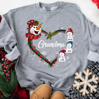 Custom Christmas Grandma Snowman Sweatshirt, Christmas Nana Little Snowmen Sweatshirt