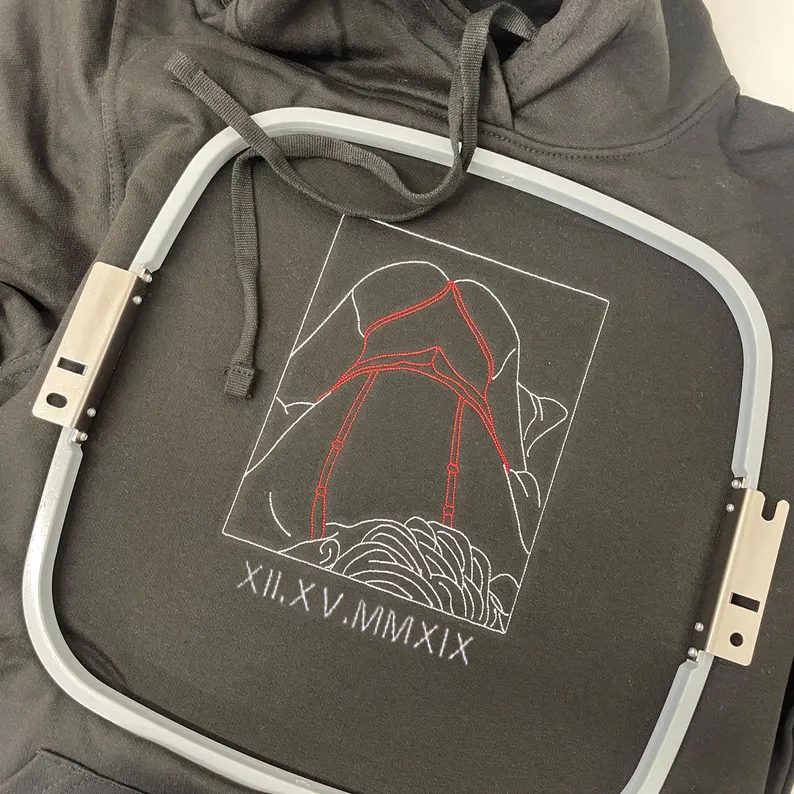 Custom Embroidered Sweatshirt – Personalized Sexy Portrait & Roman Numerals for Him