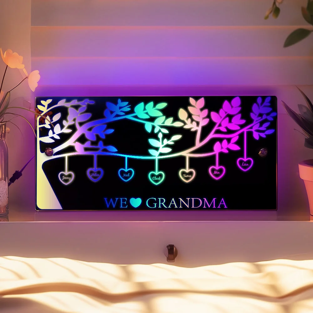 Personalized Name Custom Family Tree Led Mirror Light