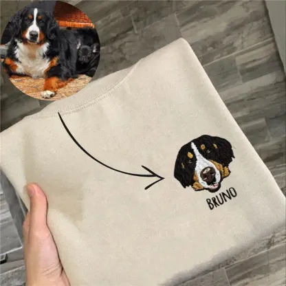 Custom Embroidered Sweatshirt With Pet Portrait and Name