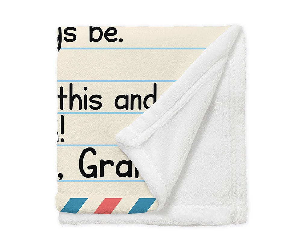 To Granddaughter Blanket, Envelope Letter Long Distance Blanket, Grandma Loves You Blanket
