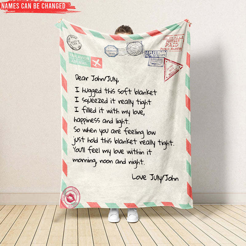 Personalized Couple LOVE Letter Blanket Gift For Girlfriend Boyfriend Birthday Gift