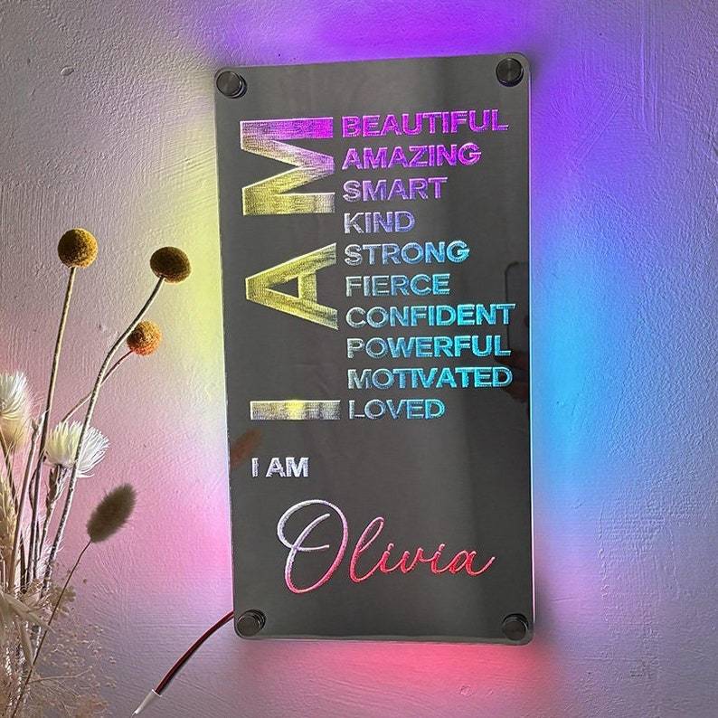 Personalized Mirrors Light Night, Birthday Gift, Custom Self-affirmation Light, Wall Decor, LED Light Night