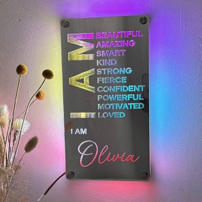 Personalized Mirrors Light Night, Birthday Gift, Custom Self-affirmation Light, Wall Decor, LED Light Night