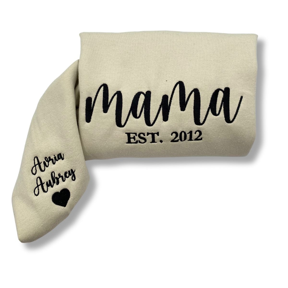 Mama EST Sweatshirt or Hoodie, Embroidered Gift for Mother's Day