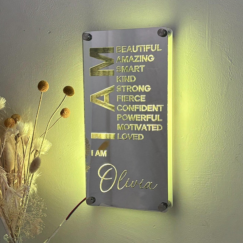 Personalized Mirrors Light Night, Birthday Gift, Custom Self-affirmation Light, Wall Decor, LED Light Night