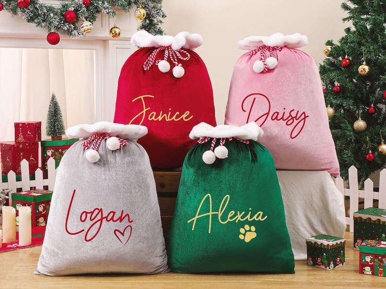 Personalized Large Santa Sack – Custom Christmas Family Bag with Name for Kids