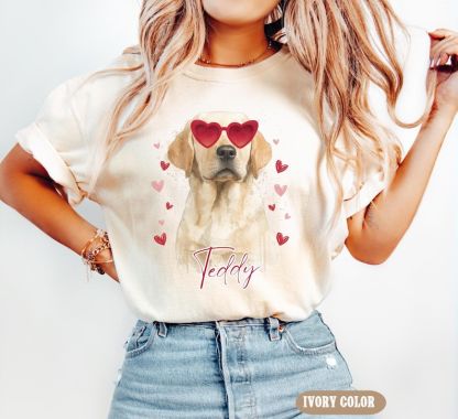 Custom Watercolor Style Pet Photo Valentine's Sweatshirt Hoodie T-shirt