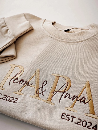 Pamaviva Custom Embroidered PAPA Sweatshirt ,Custom Dad Est Hoodie ,Gift For New Dad ,Father's Day Gift