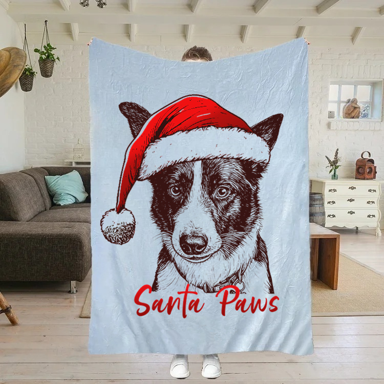 PetFiestas® Stay Merry Custom Pet Santa Hat Christmas Blanket